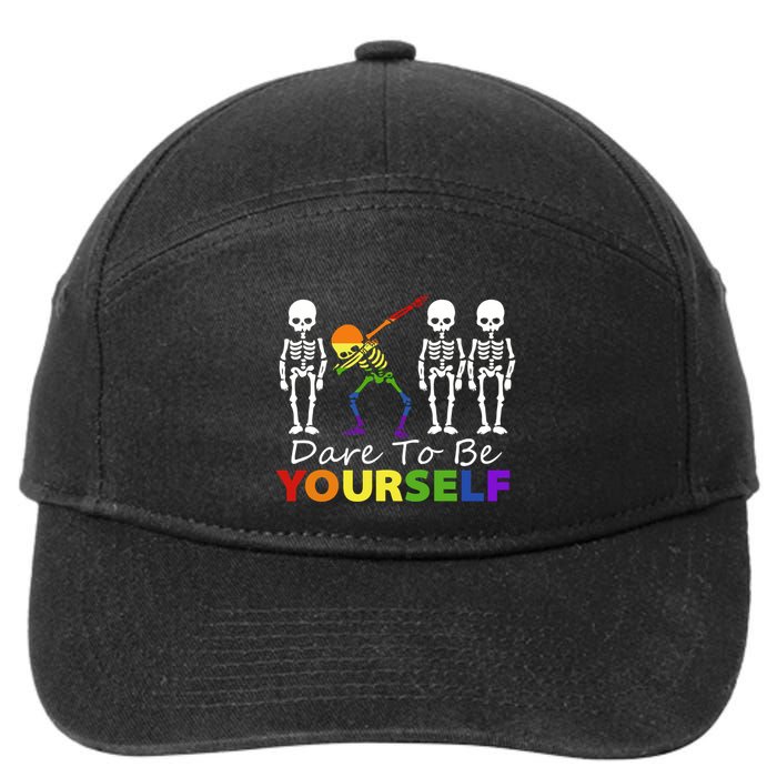 Lgtb Skeleton Dabbing Dare To Be Yours Meaningful Gift 7-Panel Snapback Hat