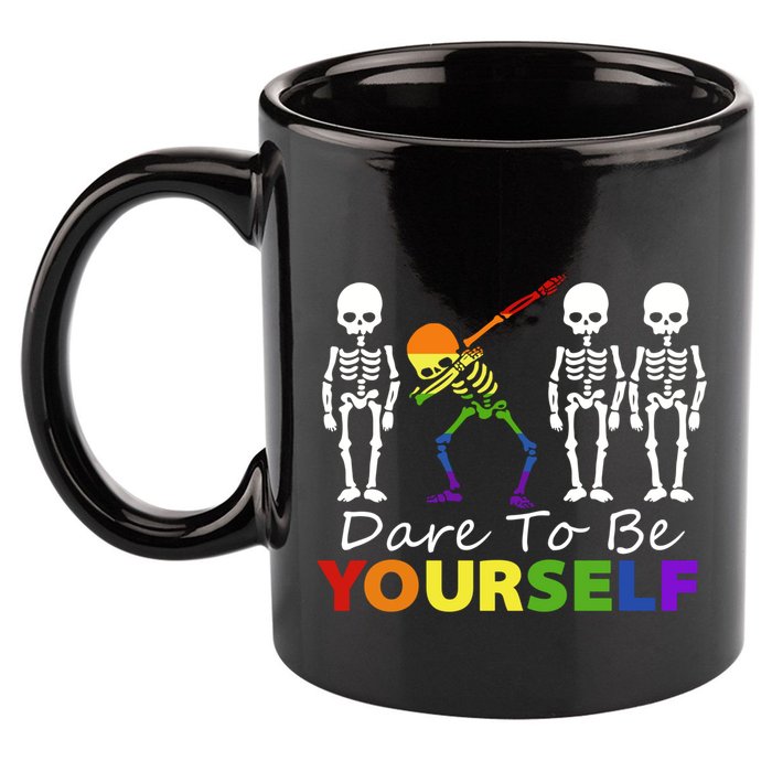 Lgtb Skeleton Dabbing Dare To Be Yours Meaningful Gift 11oz C Handle Ceramic Mug