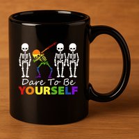 Lgtb Skeleton Dabbing Dare To Be Yours Meaningful Gift 11oz C Handle Ceramic Mug