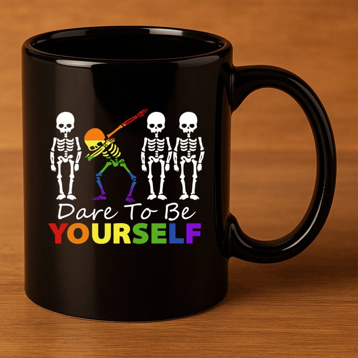 Lgtb Skeleton Dabbing Dare To Be Yours Meaningful Gift 11oz C Handle Ceramic Mug