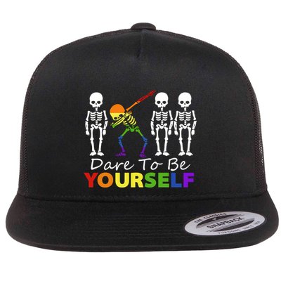 Lgtb Skeleton Dabbing Dare To Be Yours Meaningful Gift Flatbill Hat