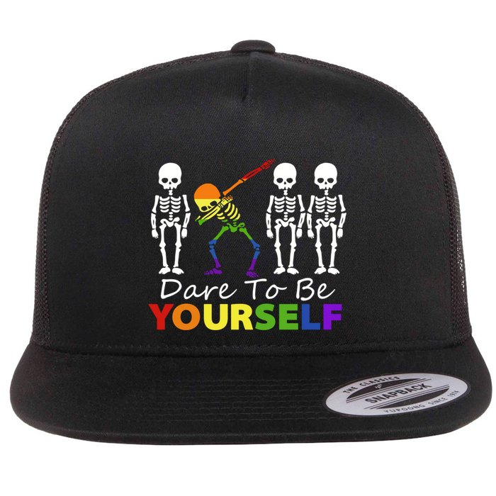 Lgtb Skeleton Dabbing Dare To Be Yours Meaningful Gift Flatbill Hat