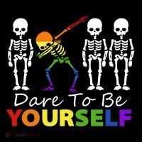 Lgtb Skeleton Dabbing Dare To Be Yours Meaningful Gift Cooling Performance Long Sleeve Crew
