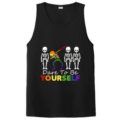 Lgtb Skeleton Dabbing Dare To Be Yours Meaningful Gift PosiCharge Competitor Tank