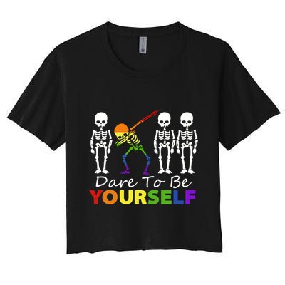 Lgtb Skeleton Dabbing Dare To Be Yours Meaningful Gift Crop Top