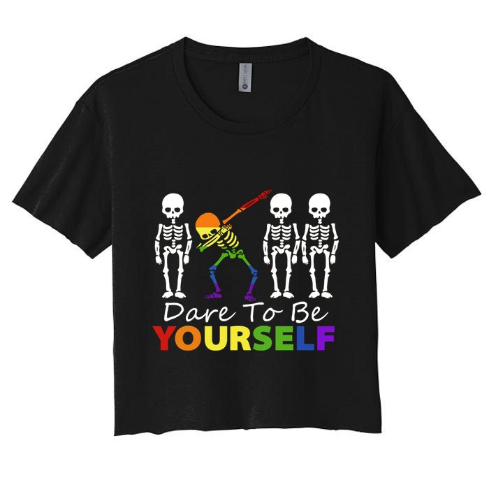 Lgtb Skeleton Dabbing Dare To Be Yours Meaningful Gift Crop Top