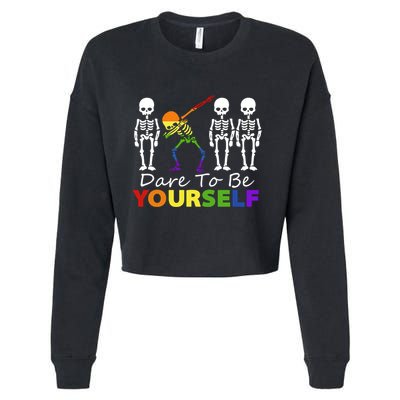 Lgtb Skeleton Dabbing Dare To Be Yours Meaningful Gift Cropped Pullover Crew