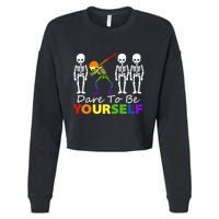 Lgtb Skeleton Dabbing Dare To Be Yours Meaningful Gift Cropped Pullover Crew