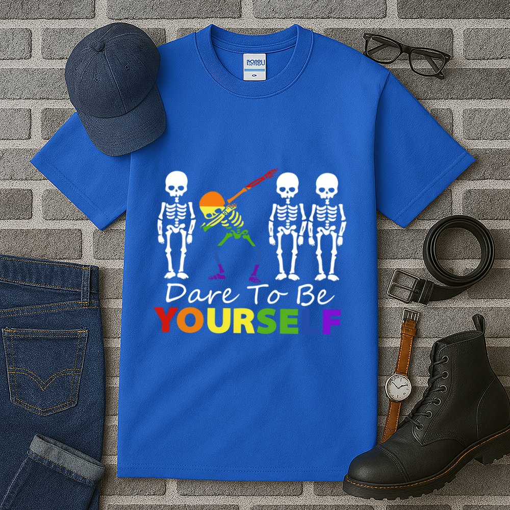 Lgtb Skeleton Dabbing Dare To Be Yours Meaningful Gift Tall T-Shirt