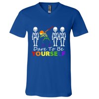 Lgtb Skeleton Dabbing Dare To Be Yours Meaningful Gift V-Neck T-Shirt