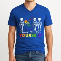 Lgtb Skeleton Dabbing Dare To Be Yours Meaningful Gift V-Neck T-Shirt