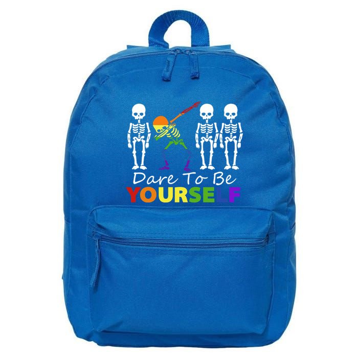 Lgtb Skeleton Dabbing Dare To Be Yours Meaningful Gift 16 in Basic Backpack