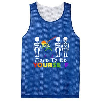Lgtb Skeleton Dabbing Dare To Be Yours Meaningful Gift Mesh Reversible Basketball Jersey Tank