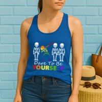 Lgtb Skeleton Dabbing Dare To Be Yours Meaningful Gift Womens Tank Top