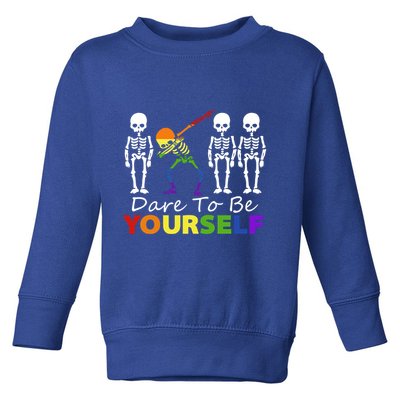 Lgtb Skeleton Dabbing Dare To Be Yours Meaningful Gift Toddler Sweatshirt