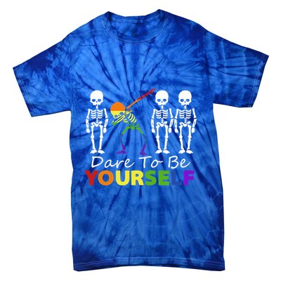 Lgtb Skeleton Dabbing Dare To Be Yours Meaningful Gift Tie-Dye T-Shirt