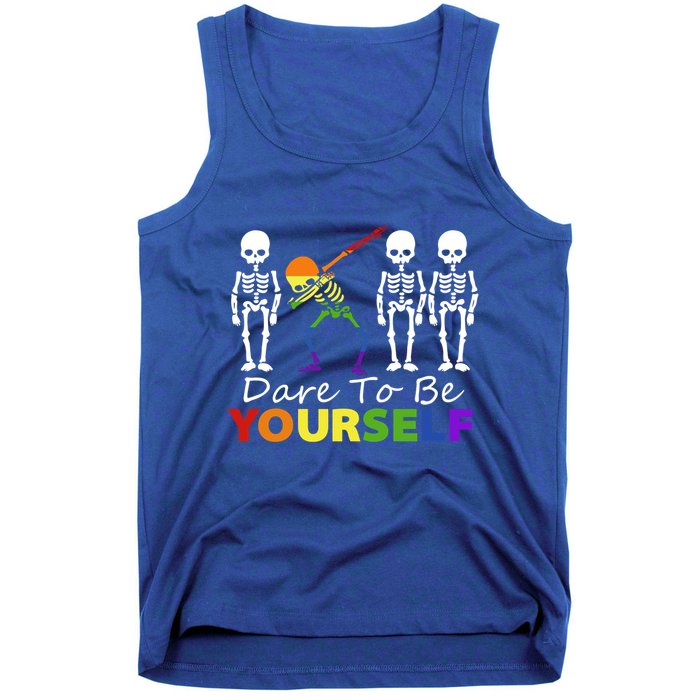 Lgtb Skeleton Dabbing Dare To Be Yours Meaningful Gift Tank Top