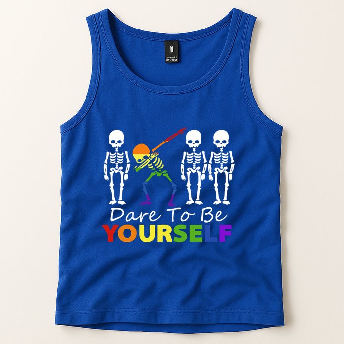 Lgtb Skeleton Dabbing Dare To Be Yours Meaningful Gift Tank Top