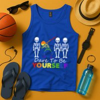 Lgtb Skeleton Dabbing Dare To Be Yours Meaningful Gift Tank Top