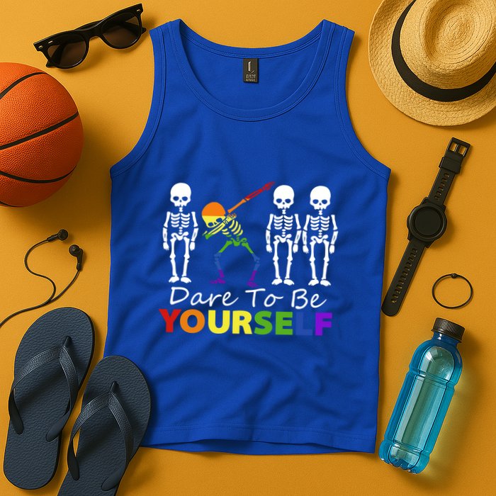 Lgtb Skeleton Dabbing Dare To Be Yours Meaningful Gift Tank Top