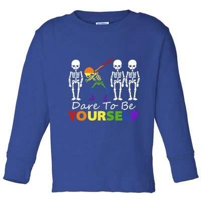 Lgtb Skeleton Dabbing Dare To Be Yours Meaningful Gift Toddler Long Sleeve Shirt