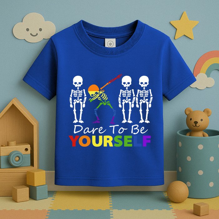 Lgtb Skeleton Dabbing Dare To Be Yours Meaningful Gift Toddler T-Shirt