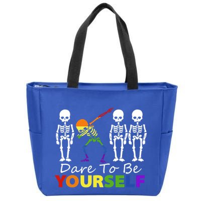 Lgtb Skeleton Dabbing Dare To Be Yours Meaningful Gift Zip Tote Bag