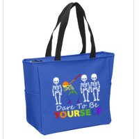 Lgtb Skeleton Dabbing Dare To Be Yours Meaningful Gift Zip Tote Bag