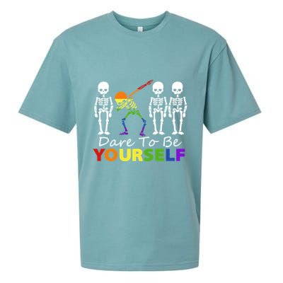 Lgtb Skeleton Dabbing Dare To Be Yours Meaningful Gift Sueded Cloud Jersey T-Shirt