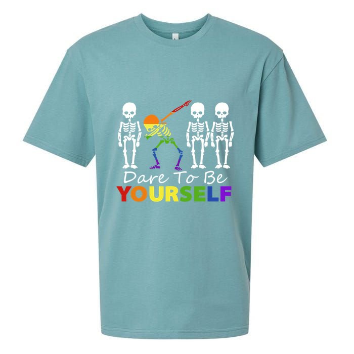 Lgtb Skeleton Dabbing Dare To Be Yours Meaningful Gift Sueded Cloud Jersey T-Shirt