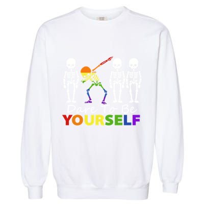 Lgtb Skeleton Dabbing Dare To Be Yours Meaningful Gift Garment-Dyed Sweatshirt