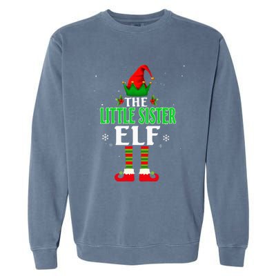 Little Sister Elf Matching Family Group Christmas Party Pjs Garment-Dyed Sweatshirt