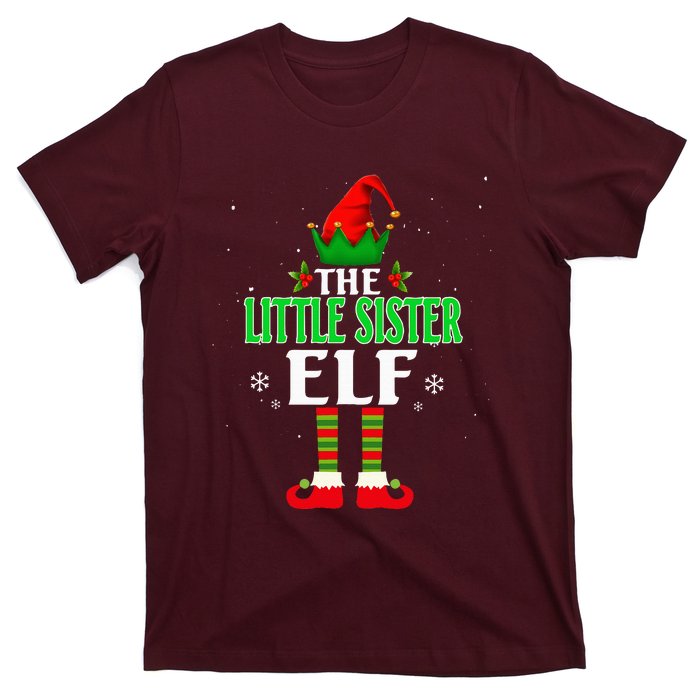 Little Sister Elf Matching Family Group Christmas Party Pjs T-Shirt