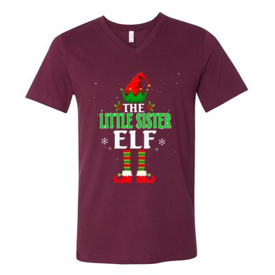 Little Sister Elf Matching Family Group Christmas Party Pjs V-Neck T-Shirt