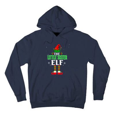 Little Sister Elf Matching Family Group Christmas Party Pjs Tall Hoodie