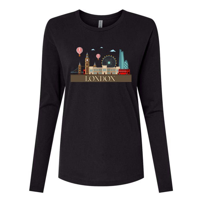 London Souvenir England Vintage City British Uk Womens Cotton Relaxed Long Sleeve T-Shirt