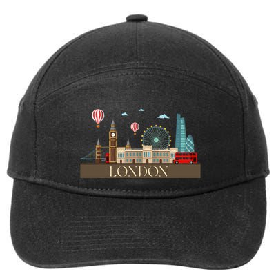 London Souvenir England Vintage City British Uk 7-Panel Snapback Hat