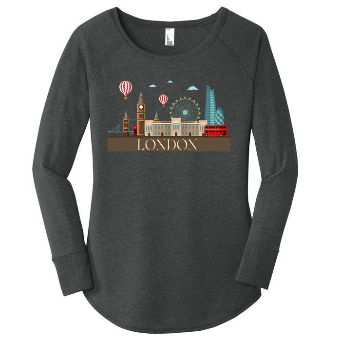 London Souvenir England Vintage City British Uk Women's Perfect Tri Tunic Long Sleeve Shirt