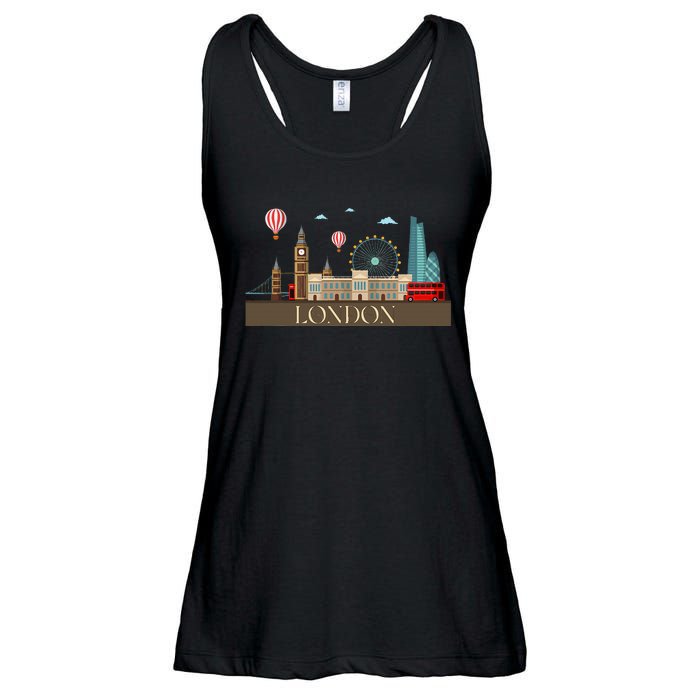 London Souvenir England Vintage City British Uk Ladies Essential Flowy Tank