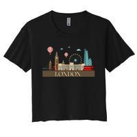 London Souvenir England Vintage City British Uk Women's Crop Top Tee