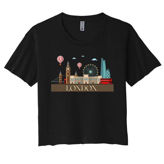 London Souvenir England Vintage City British Uk Women's Crop Top Tee