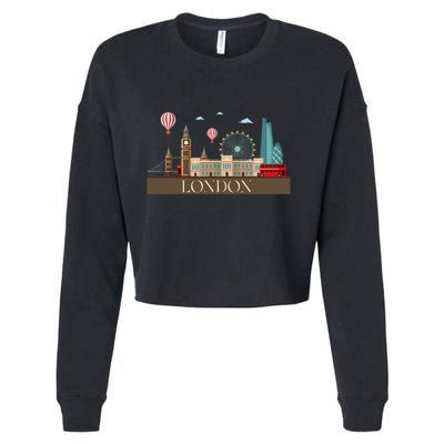 London Souvenir England Vintage City British Uk Cropped Pullover Crew