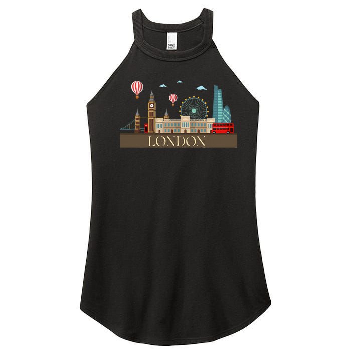 London Souvenir England Vintage City British Uk Women's Perfect Tri Rocker Tank