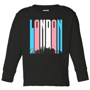 London Skyline England Flag Toddler Long Sleeve Shirt