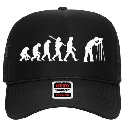 Land Surveyor Evolution Graphic Survey Land Examiner High Crown Mesh Back Trucker Hat