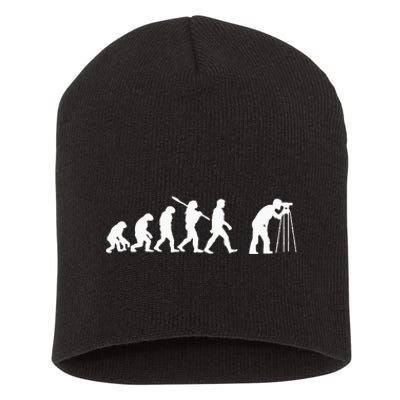 Land Surveyor Evolution Graphic Survey Land Examiner Short Acrylic Beanie