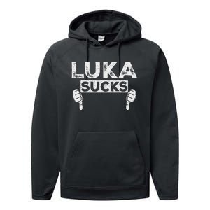 Luka Sucks Funny Sports Design Performance Fleece Hoodie