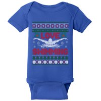 Love Swimming Funny Christmas Ugly Christmas Sweater Great Gift Baby Bodysuit