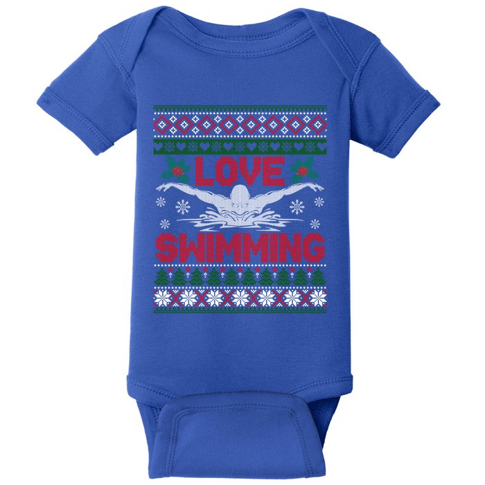 Love Swimming Funny Christmas Ugly Christmas Sweater Great Gift Baby Bodysuit