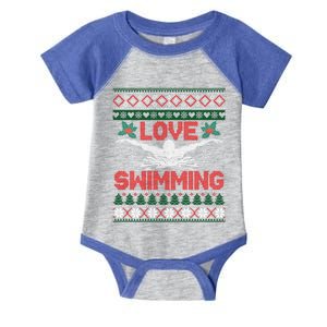 Love Swimming Funny Christmas Ugly Christmas Sweater Great Gift Infant Baby Jersey Bodysuit